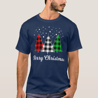 Camiseta Xadrez de Natal Feliz de Árvore Natal Christma