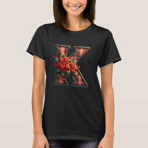 Camiseta Xadrez de Natal - Letra maiúscula K alfabeto monog