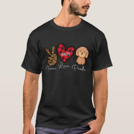 Camiseta Xadrez de Poodle Paz Amor Cachorro Fofo