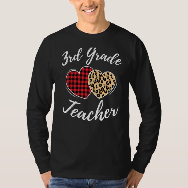 Camiseta xadrez de Professores da 3ª série Leopard Impressã (Frente)