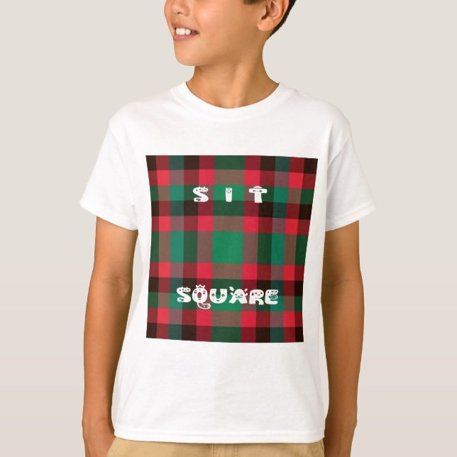 Camiseta Xadrez de Tartan com Controlo Real Escocês com Tex (Frente)
