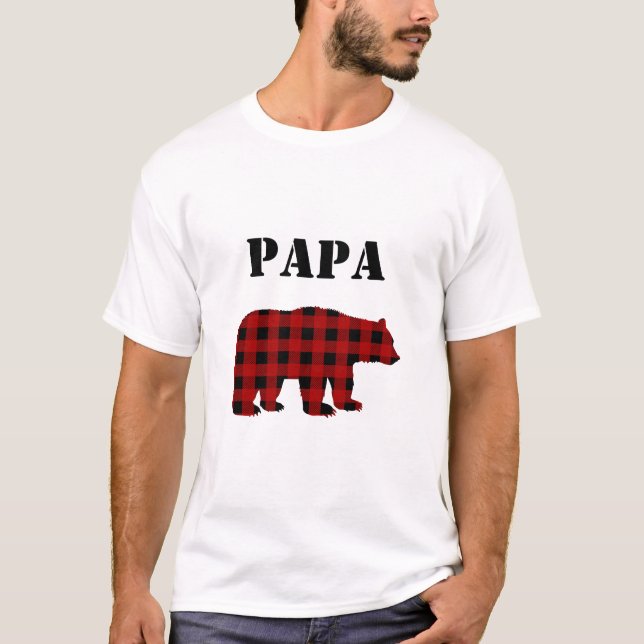 Camiseta Xadrez do búfalo do t-shirt dos homens do urso da (Frente)