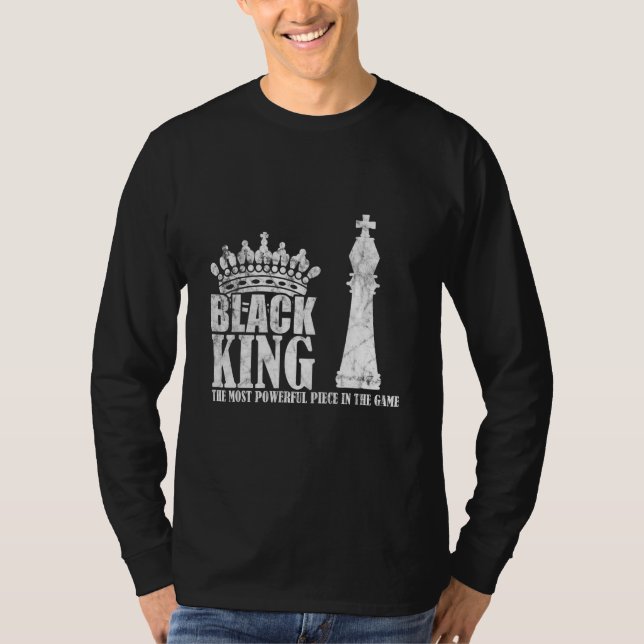 Camiseta Xadrez do Rei Negro mais poderoso (Frente)