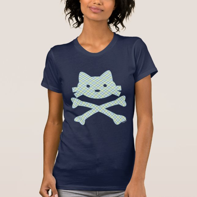 Camiseta Xadrez dos Crossbones do gatinho (Frente)