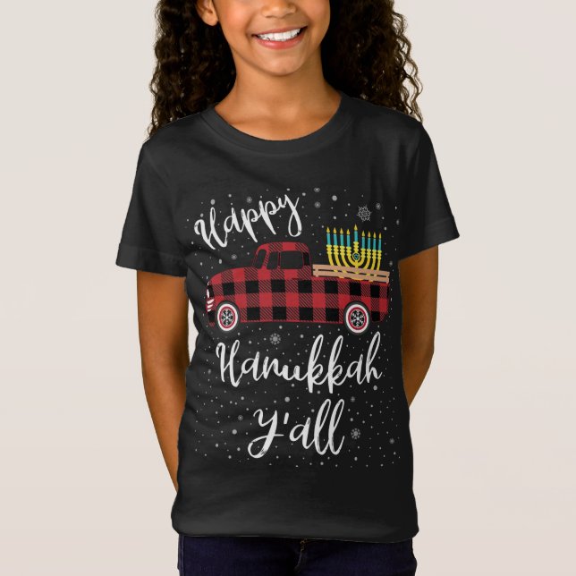 Camiseta Xadrez Engraçada Buffalo Feliz Hanukkah Y Todos Ca (Frente)