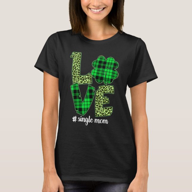 Camiseta Xadrez Engraçado Shamrock Adorava Solteiro Mãe Rua (Frente)