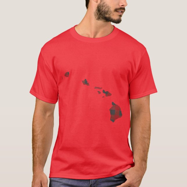 Camiseta Xadrez Havaí em Vermelho (Frente)