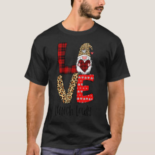 Camiseta Xadrez Leopard Gnome Heart AMOR Lunch Lady Valenti