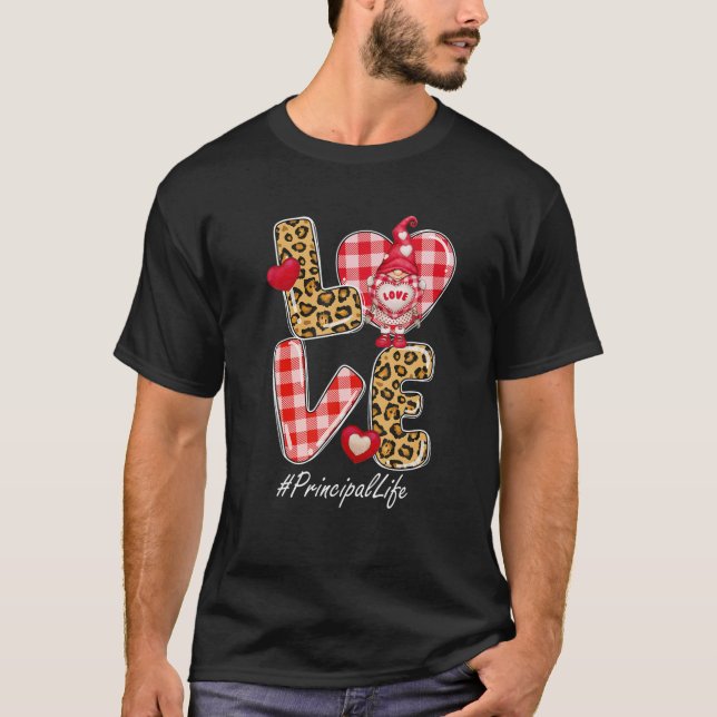 Camiseta Xadrez Leopard Heart LOVE Principal Life Gnomo Val (Frente)