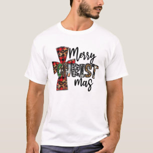 Camiseta Xadrez-leopardo-cristão Deus Jesus Feliz Cruzada