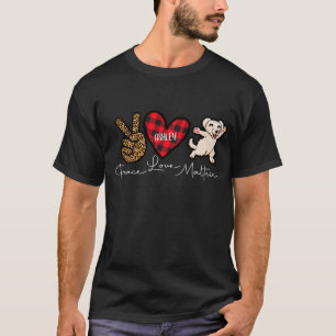 Camiseta Xadrez Maltês Paz Amor Cachorro Fofo
