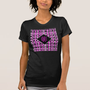 Camiseta Xadrez rosa monograma