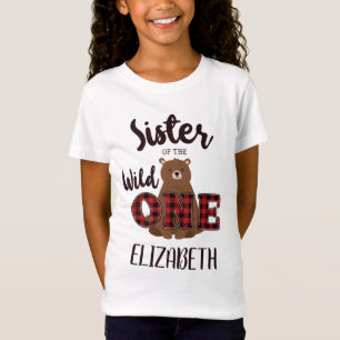 Camiseta Xadrez Selvagem Um Urso Festa de aniversário Irmã