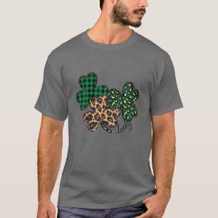 Camiseta Xadrez Shamrock Leopard Camouflage Diversão St Pa