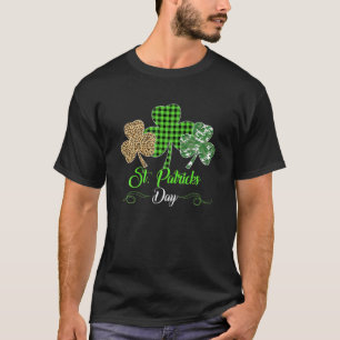 Camiseta Xadrez Shamrock Leopard Camouflage Diversão St Pa