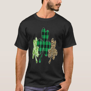 Camiseta Xadrez Shamrock Leopard Camouflage Diversão St Pa