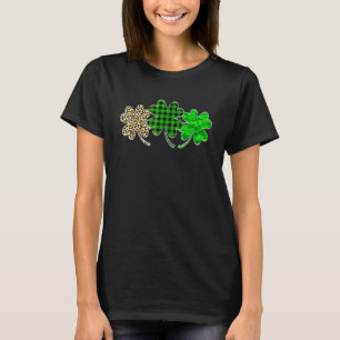 Camiseta Xadrez Shamrock Leopard Camouflage Diversão St Pat