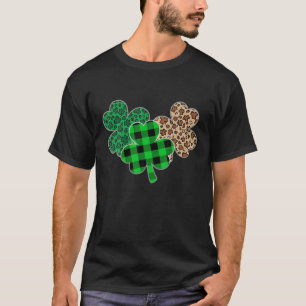 Camiseta Xadrez Shamrock Leopard Camouflage Rua engraçada