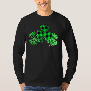 Camiseta Xadrez Shamrock Leopard Camouflage Rua engraçada P
