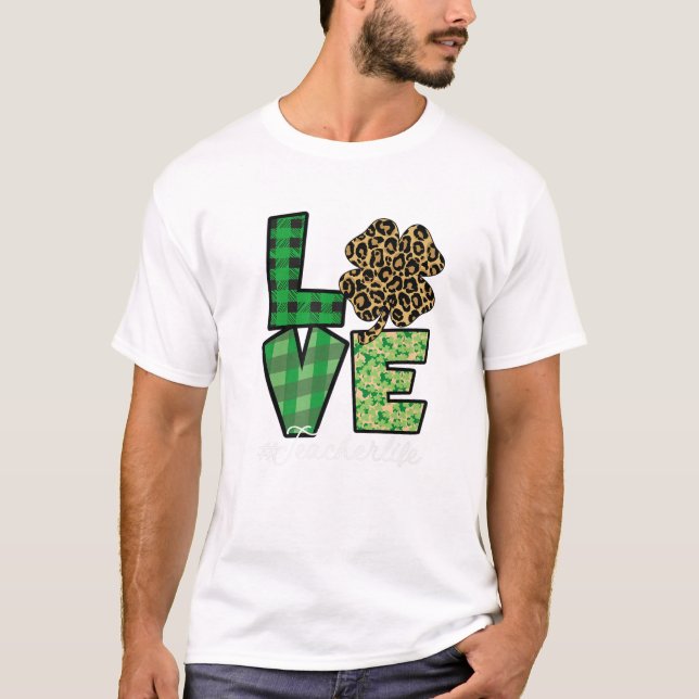 Camiseta Xadrez Verde de Búfalo Leopard Shamrock Rua de Cam (Frente)