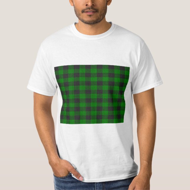 Camiseta xadrez verde e  preta (Frente)