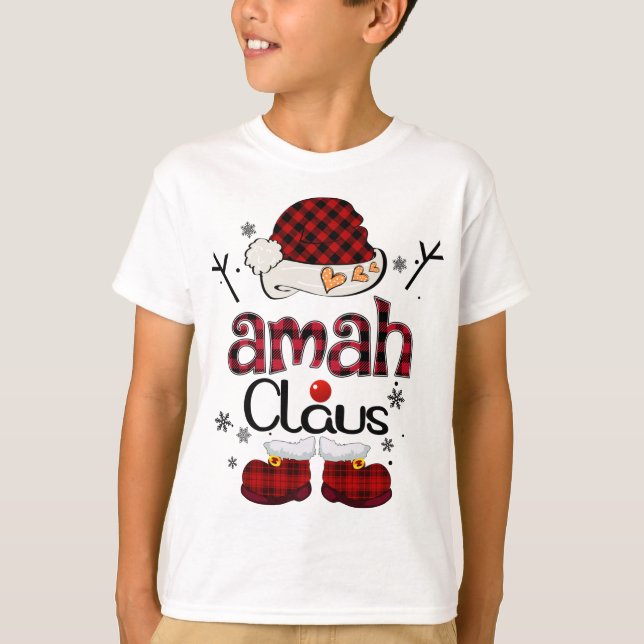 Camiseta Xadrez Vermelha Amah Claus - Presente Vovó (Frente)
