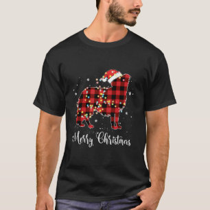 Camiseta Xadrez Vermelha Búfalo Fronteira Collie Feliz Nata