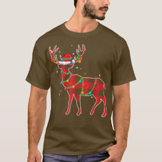 Camiseta Xadrez Vermelha Buffalo Deer Natal Pijamas Xmas Li