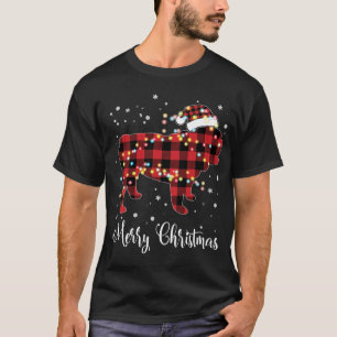 Camiseta Xadrez Vermelha Buffalo Inglês Buldogue Feliz Nata