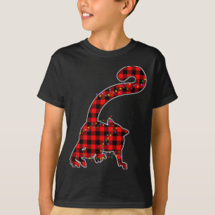 Camiseta Xadrez Vermelha Buffalo Lemur Xmas Light Matching 