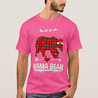 Camiseta Xadrez Vermelha Buffalo Mamãe Ursa Natal Pijamas F