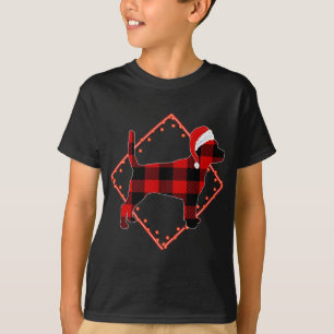 Camiseta Xadrez Vermelha Cachorro Cachorro Cachorro Natal X