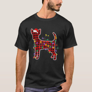 Camiseta Xadrez Vermelha Chihuahua Cachorás Natal Família X