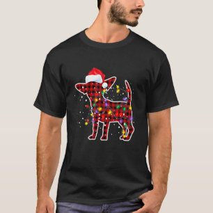 Camiseta Xadrez Vermelha Chihuahua Cachorás Natal Família X