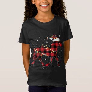 Camiseta Xadrez Vermelha de Natal, Buffalo Pajama Horse Rid