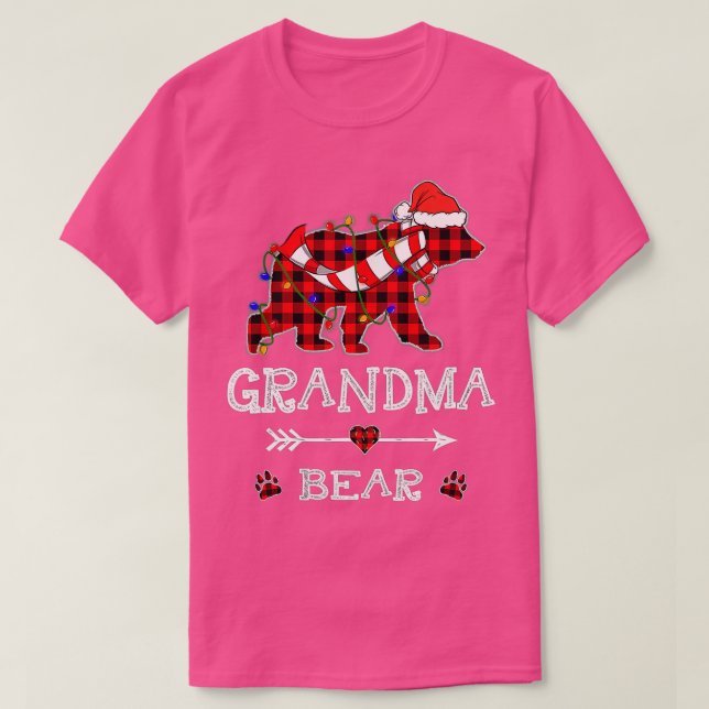 Camiseta Xadrez Vermelha Família Pajama Vovó Bear Chr (Frente do Design)