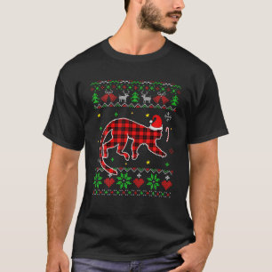 Camiseta Xadrez Vermelha Feia Doce Animais de Natal Macaco