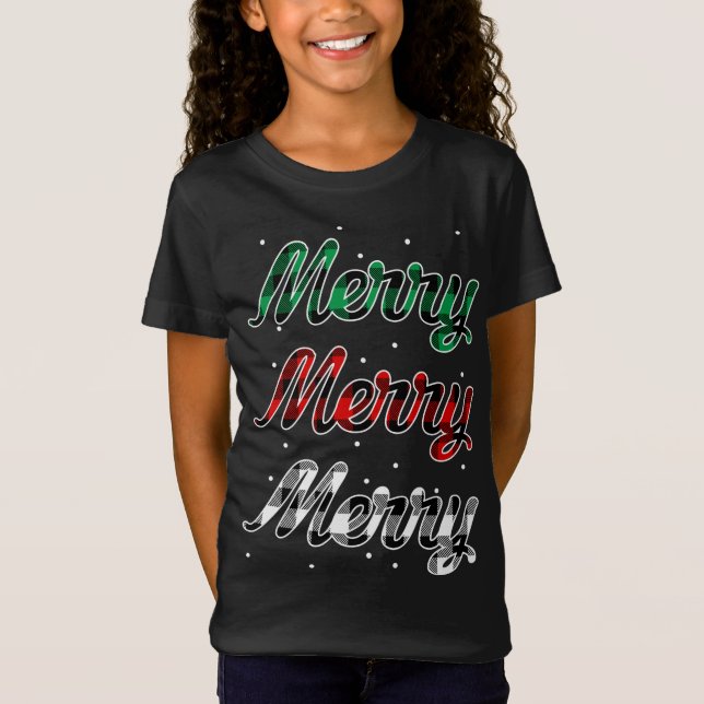 Camiseta Xadrez Vermelha Feliz Natal Xmas com floco de neve (Frente)