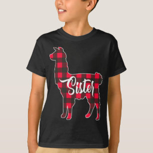 Camiseta Xadrez Vermelha Irmã Llama Família de Natal de Com