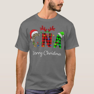 Camiseta Xadrez Vermelha Leopardo CNA Enfermando Santa Hat 