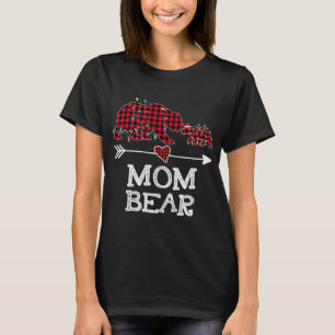 Camiseta Xadrez Vermelha Mãe Urso Buffalo Família Mamã Paja