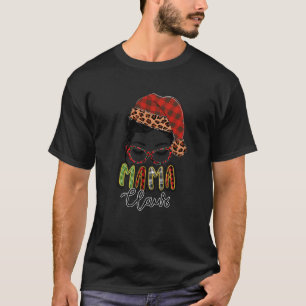 Camiseta Xadrez Vermelha Mama Claus Messy Família Brun Mães