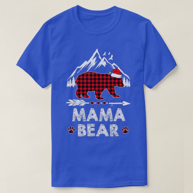Camiseta Xadrez Vermelha Mama Ursa Natal Pajama Matando Fam (Frente do Design)