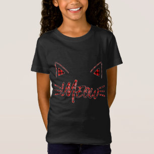 Camiseta Xadrez Vermelha Meia Gato Gatinho Orelha búfalo co