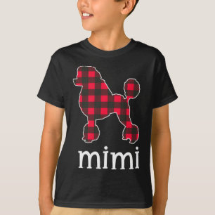 Camiseta Xadrez Vermelha Mimi Avó Poodle Cachorro de Natal