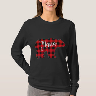 Camiseta Xadrez Vermelha Nana Bear Correspondendo à Família