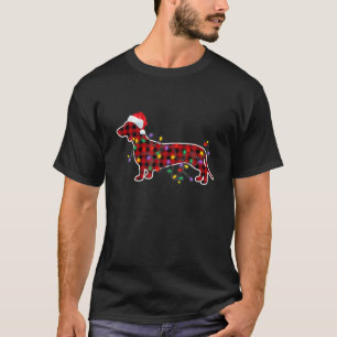 Camiseta Xadrez Vermelha Natal Dachshund Dog Pajamas Famíl