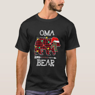 Camiseta Xadrez Vermelha Oma Bear Correspondendo à Família