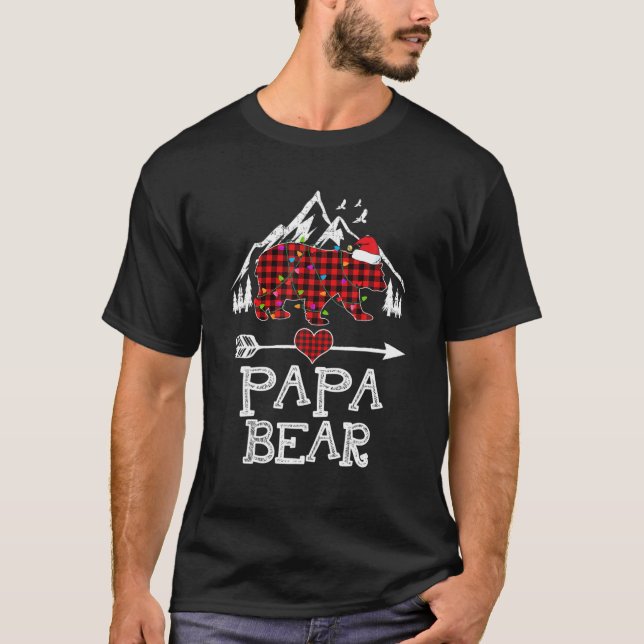 Camiseta Xadrez Vermelha Papá Urso Buffalo Matando Família  (Frente)