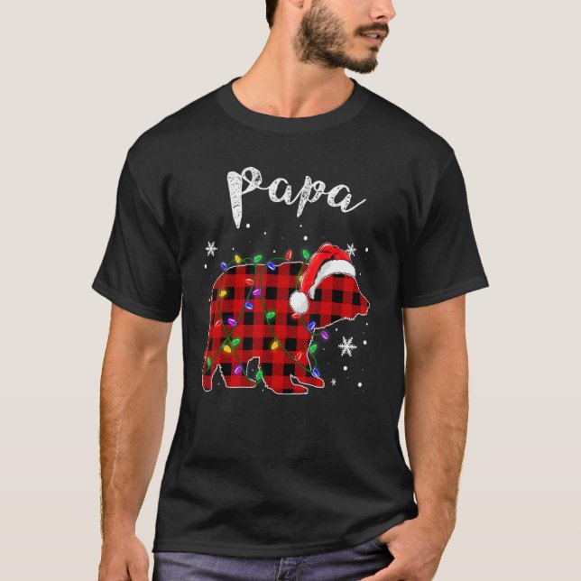 Camiseta Xadrez Vermelha Papá Urso Buffalo Matando Família  (Frente)